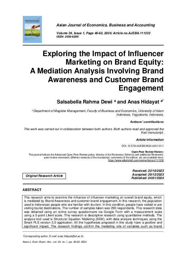 (PDF) Exploring the Impact of Influencer Marketing on Brand Equity: A ...