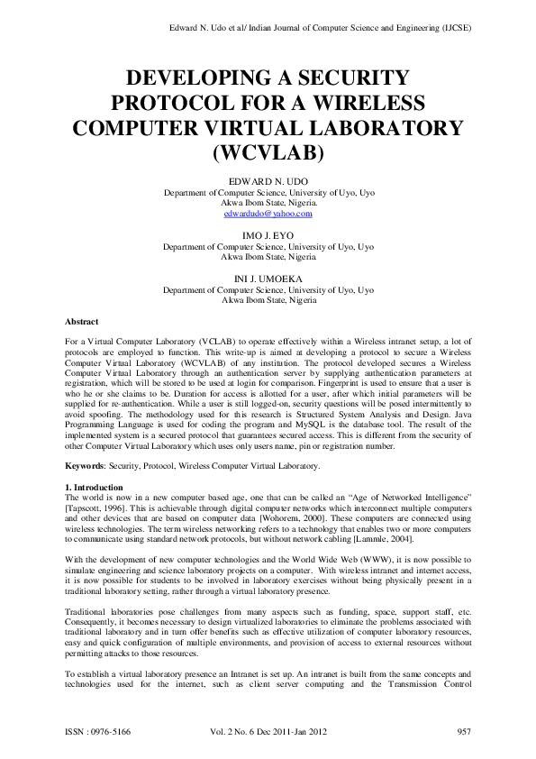 (PDF) Developing a Security Protocol for a Wireless Computer Virtual ...
