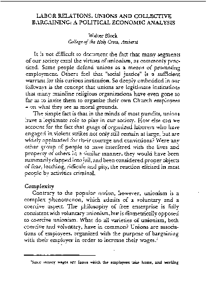 (PDF) Labor Relations, Unions and Collective Bargaining: A Political ...