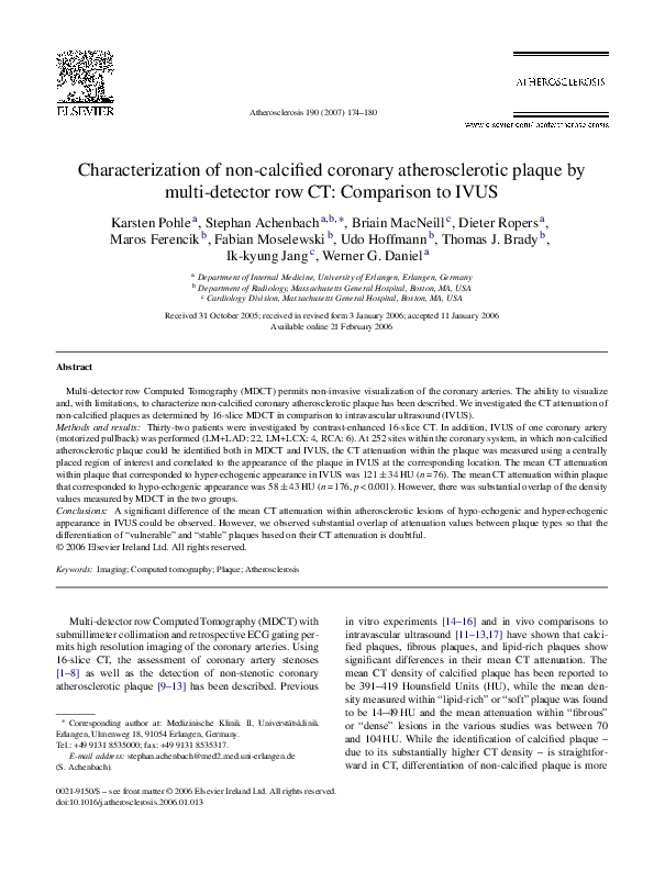 (PDF) Characterization of non-calcified coronary atherosclerotic plaque ...