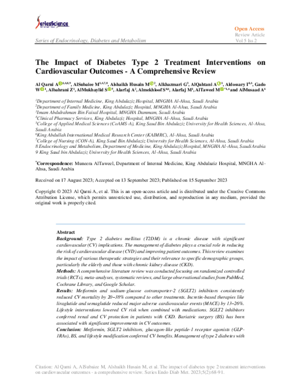 (PDF) The Impact of Diabetes Type 2 Treatment Interventions on ...