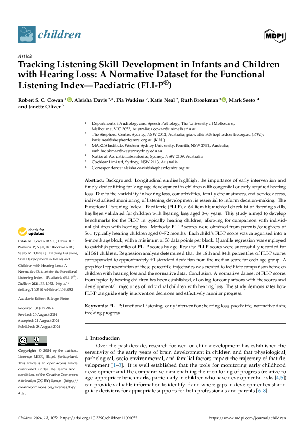 (PDF) Tracking Listening Skill Development in Infants and Children with ...