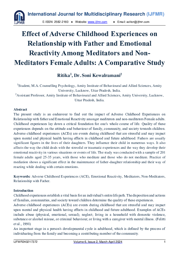 (PDF) Effect of Adverse Childhood Experiences on Relationship with ...