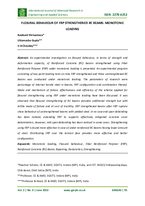 (PDF) Flexural Behaviour of FRP Strengthened RC Beams: Monotonic Loading