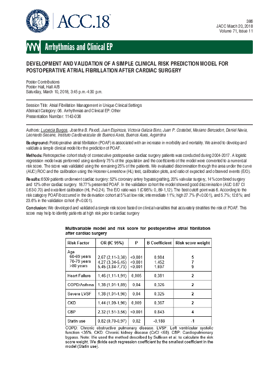 (PDF) Development and Validation of a Simple Clinical Risk Prediction ...