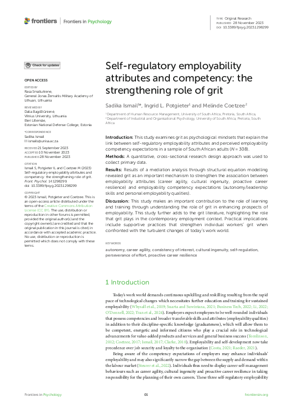 (PDF) Self-regulatory employability attributes and competency: the ...