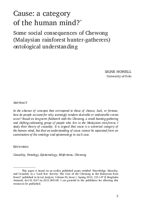 (PDF) Knowledge, Morality, and Causality in a 'Luckless' Society: The ...