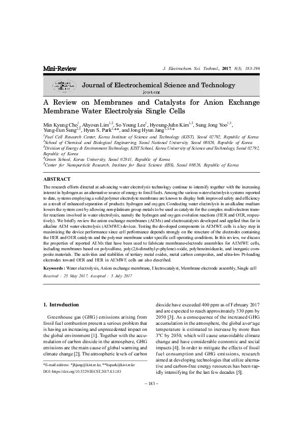 (PDF) A Review on Membranes and Catalysts for Anion Exchange Membrane ...