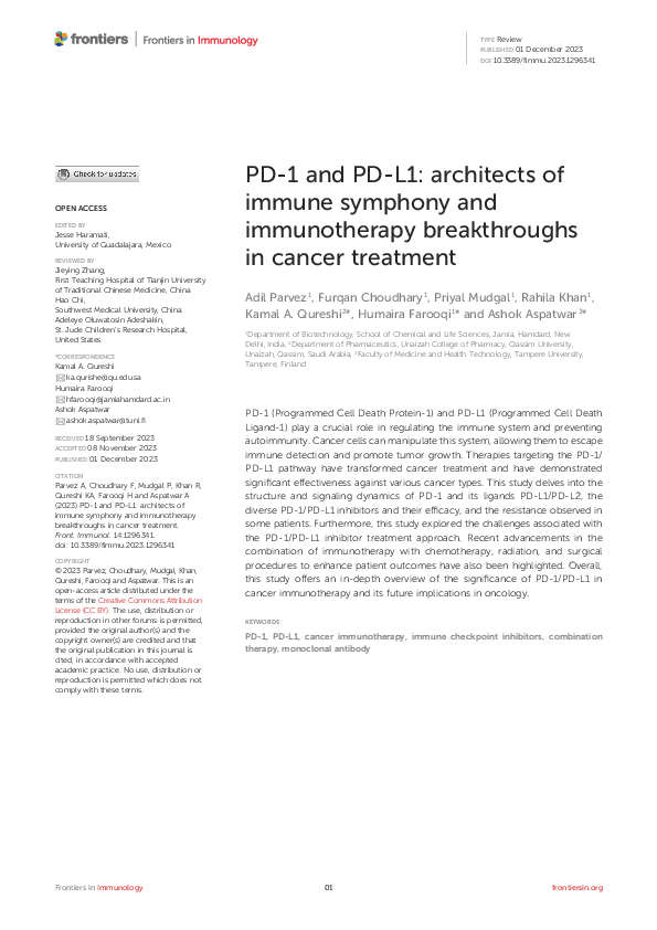 (PDF) PD-1 and PD-L1: architects of immune symphony and immunotherapy ...