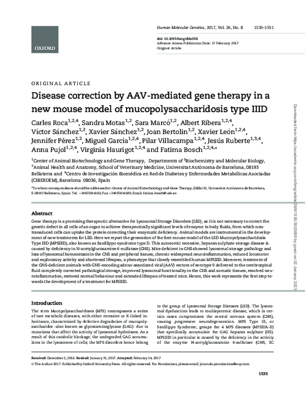 (PDF) Disease correction by AAV-mediated gene therapy in a new mouse ...