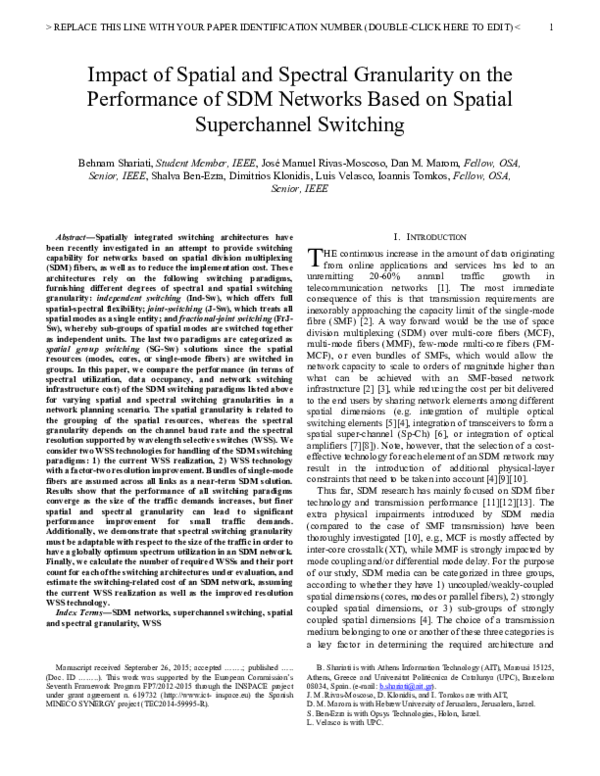 (PDF) Impact of Spatial and Spectral Granularity on the Performance of ...