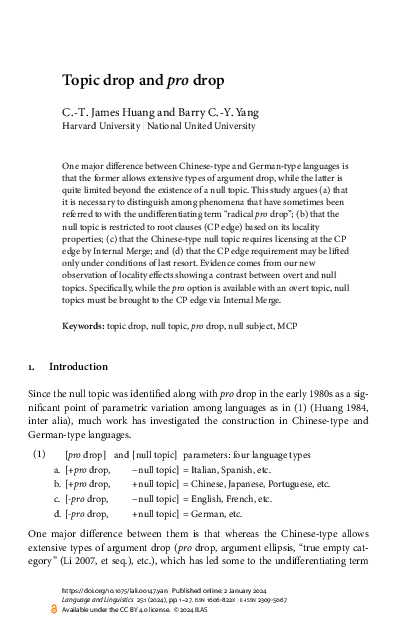 (PDF) Topic drop and pro drop