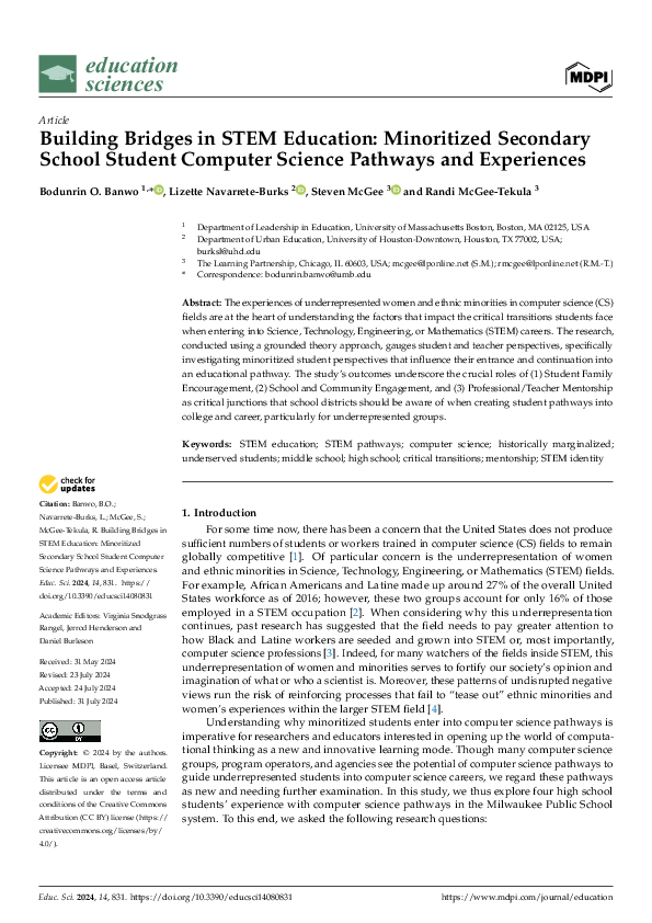 (PDF) Building Bridges in STEM Education: Minoritized Secondary School ...