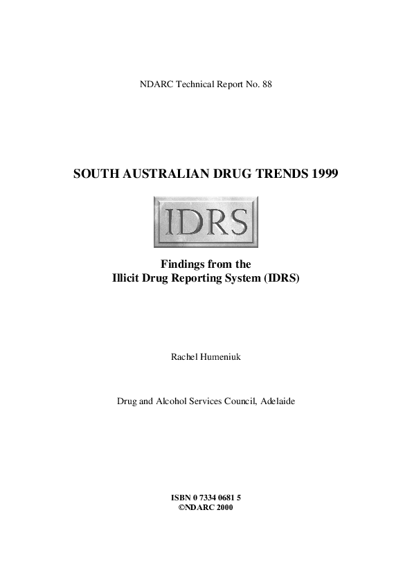 (PDF) Findings from the Illicit Drug Reporting System (IDRS)