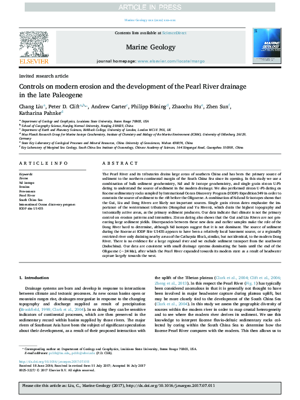 (PDF) Controls on Modern Erosion and the Development of the Pearl River ...