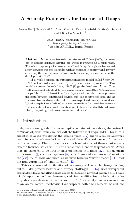 (PDF) A Security Framework for Internet of Things