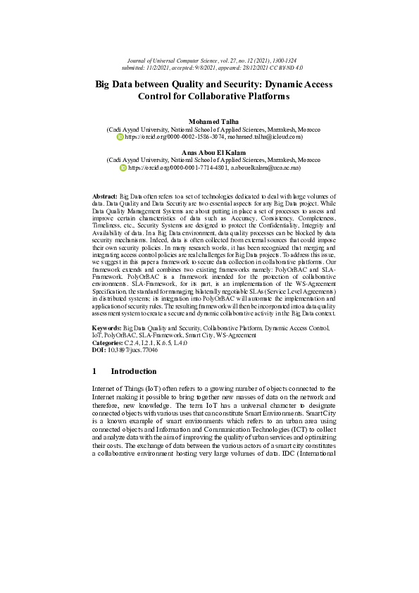(PDF) Big Data between Quality and Security: Dynamic Access Control for ...