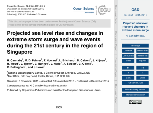 (PDF) Projected sea level rise and changes in extreme storm surge and ...