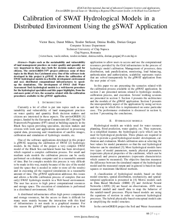 (PDF) Calibration of SWAT Hydrological Models in a Distributed ...