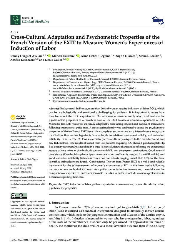 (PDF) Cross-Cultural Adaptation and Psychometric Properties of the ...