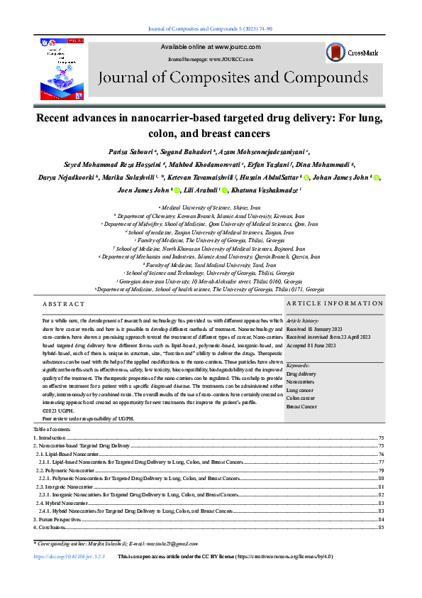 (PDF) Recent advances in nanocarrier-based targeted drug delivery: For ...