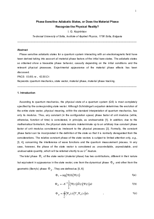 (PDF) Phase sensitive adiabatic states, or does the material phase ...