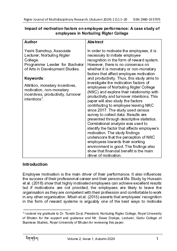 (PDF) Impact of motivation factors on employee performance: A case ...