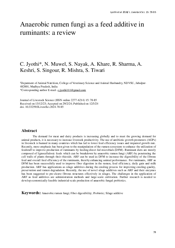 (PDF) Anaerobic rumen fungi as a feed additive in ruminants: a review