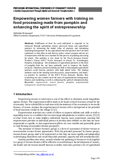 (PDF) Empowering women farmers with training on food processing made ...