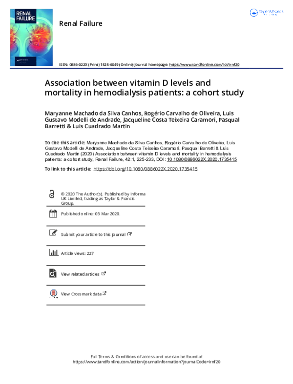 (PDF) Association between vitamin D levels and mortality in ...