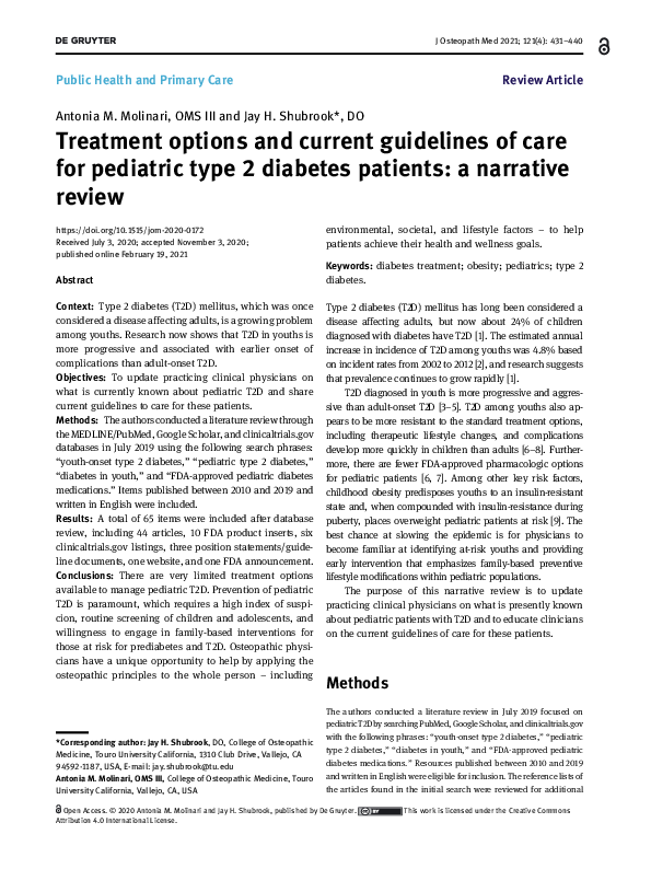 (PDF) Treatment options and current guidelines of care for pediatric ...