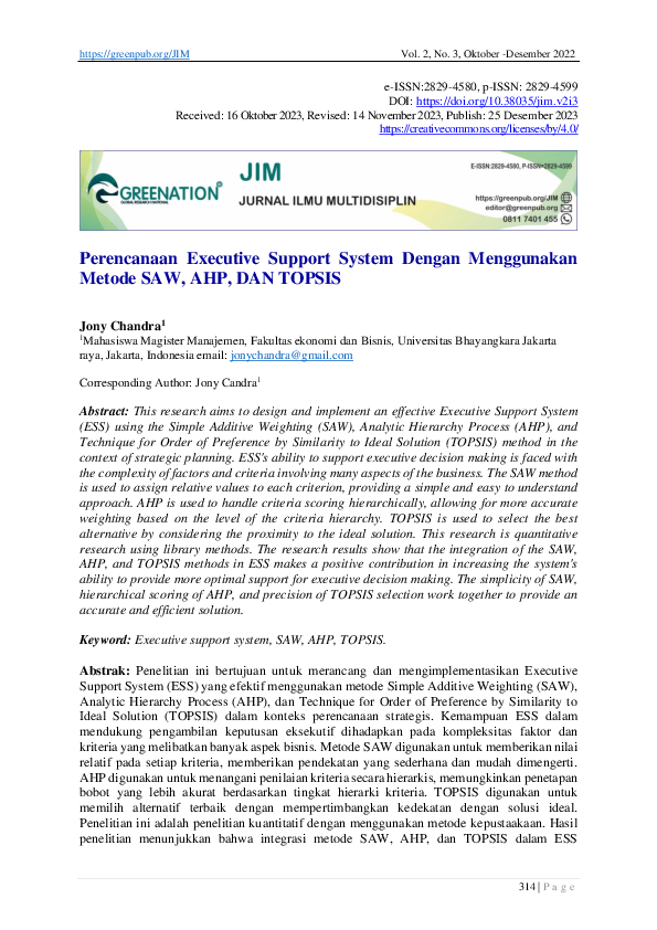 (PDF) Perencanaan Executive Support System Dengan Menggunakan Metode ...