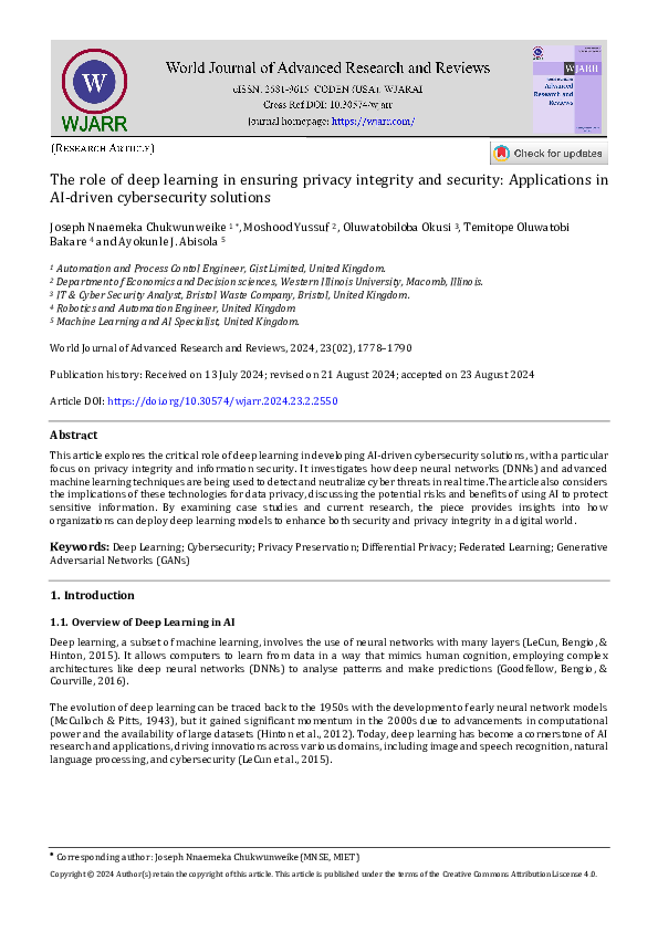 (PDF) The role of deep learning in ensuring privacy integrity and ...