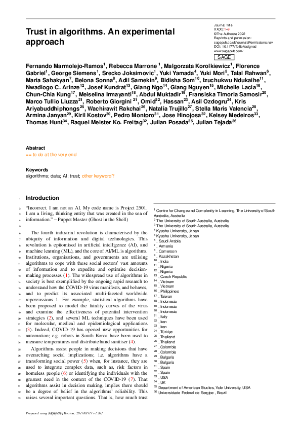 (PDF) Trust in algorithms