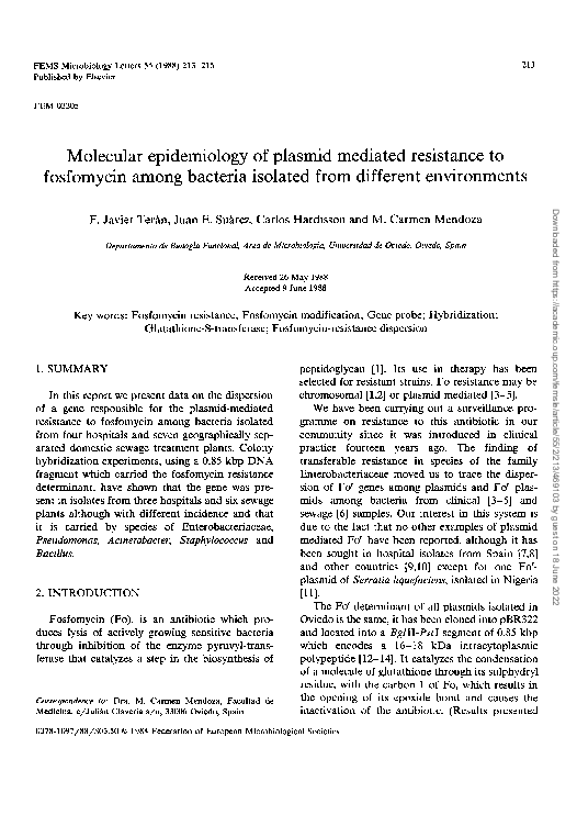 (PDF) Molecular epidemiology of plasmid mediated resistance to ...