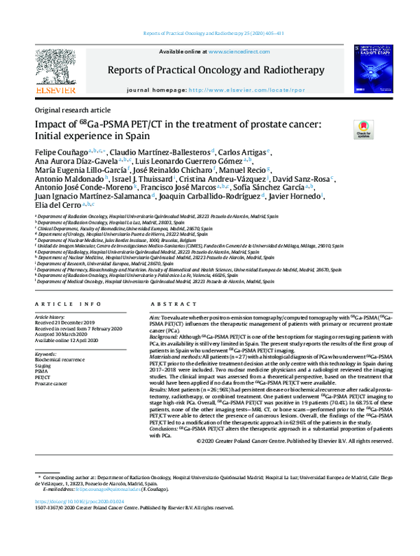 (PDF) Impact of 68Ga-PSMA PET/CT in the treatment of prostate cancer ...