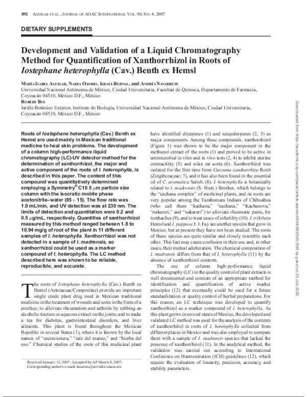 (PDF) Development and Validation of a Liquid Chromatography Method for ...