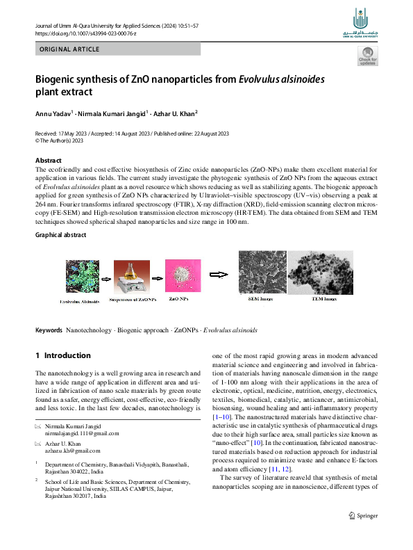 (PDF) Biogenic synthesis of ZnO nanoparticles from Evolvulus alsinoides ...