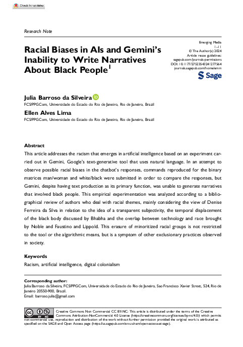 (PDF) Racial Biases in AIs and Gemini's Inability to Write Narratives ...