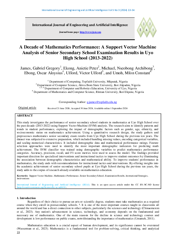 (PDF) A Decade of Mathematics Performance: A Support Vector Machine ...