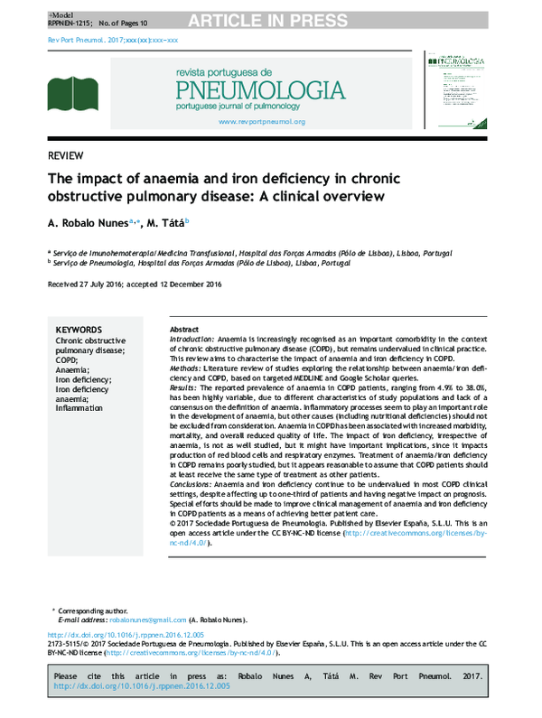 (PDF) The impact of anaemia and iron deficiency in chronic obstructive ...