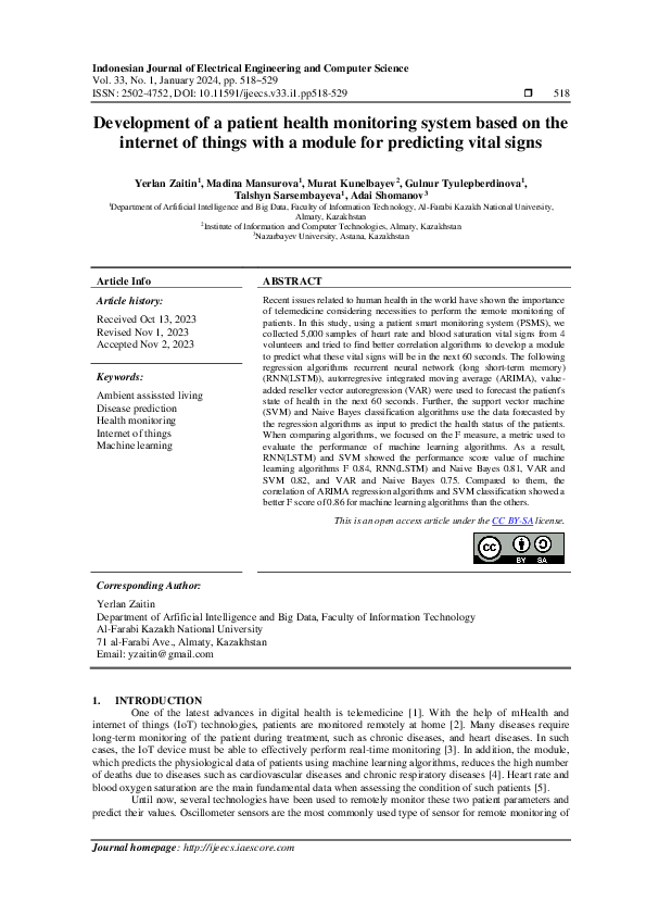 (PDF) Development of a patient health monitoring system based on the ...