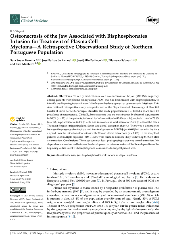 (PDF) Osteonecrosis of the Jaw Associated with Bisphosphonates Infusion ...