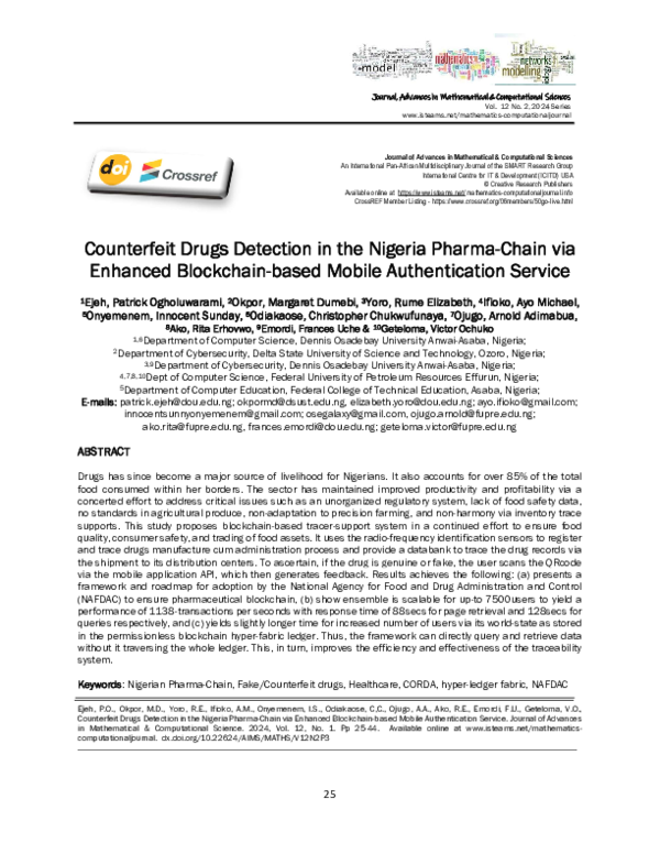 (PDF) Counterfeit Drugs Detection in the Nigeria Pharma-Chain via ...