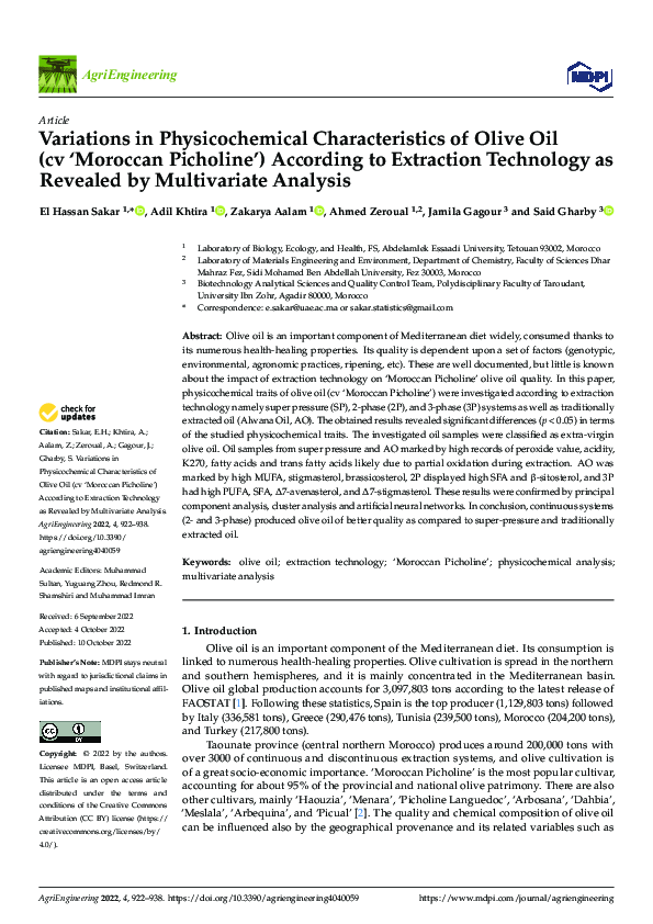 (PDF) Variations in Physicochemical Characteristics of Olive Oil (cv ...