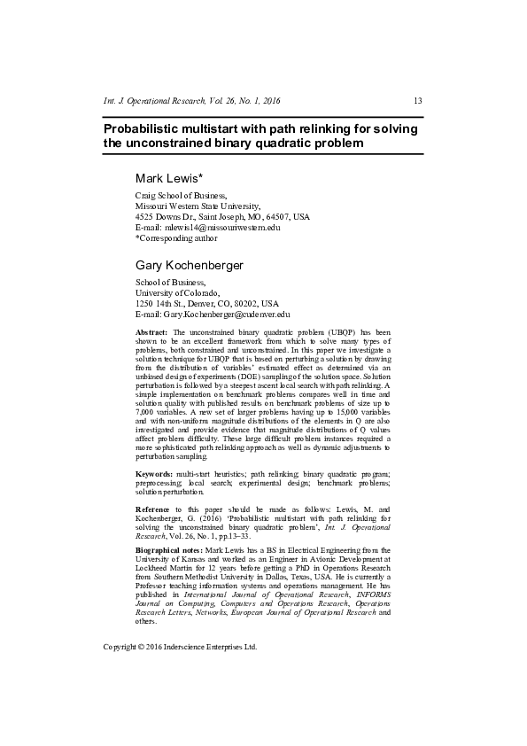 (PDF) Probabilistic multistart with path relinking for solving the ...
