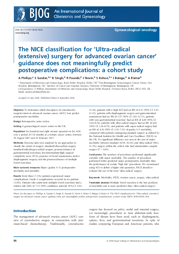 (PDF) The NICE classification for ‘Ultra‐radical (extensive) surgery ...