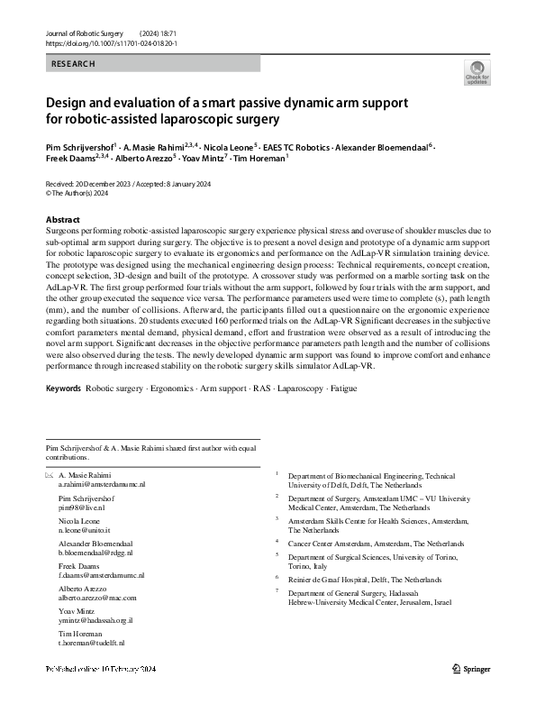 (PDF) Design and evaluation of a smart passive dynamic arm support for ...