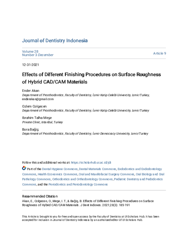 (PDF) Effects of Different Finishing Procedures on Surface Roughness of ...