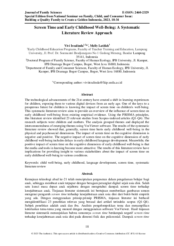 (PDF) Screen Time and Early Childhood Well-Being: A Systematic ...